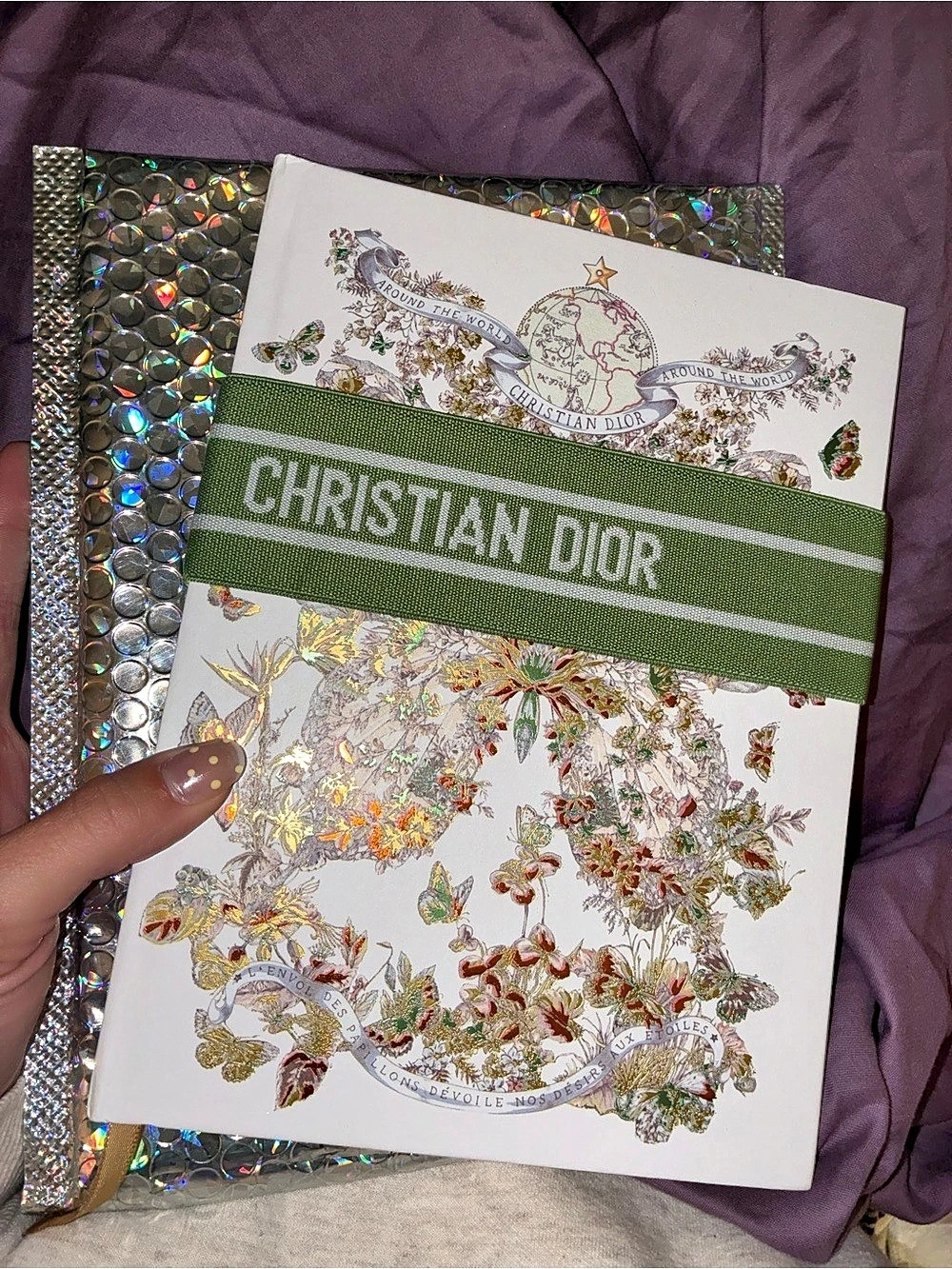 Christian Dior Around the World Butterfly Notebook Floral White & Green